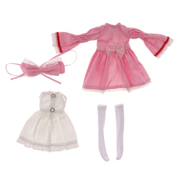

розовый ветер пальто ж / платье чулки группа волос набор для 1/6 bjd sd bb девушка куклы