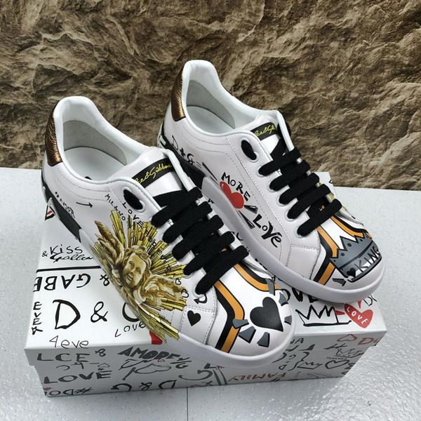 

dolce & gabbana aaa2020 new men and women leather casual shoes couple shoes fashion wild sneakers size 35-45, Black