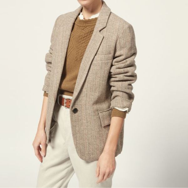 

2019 fall and winter new women simple plaid 100% woolen blazer coat, Black