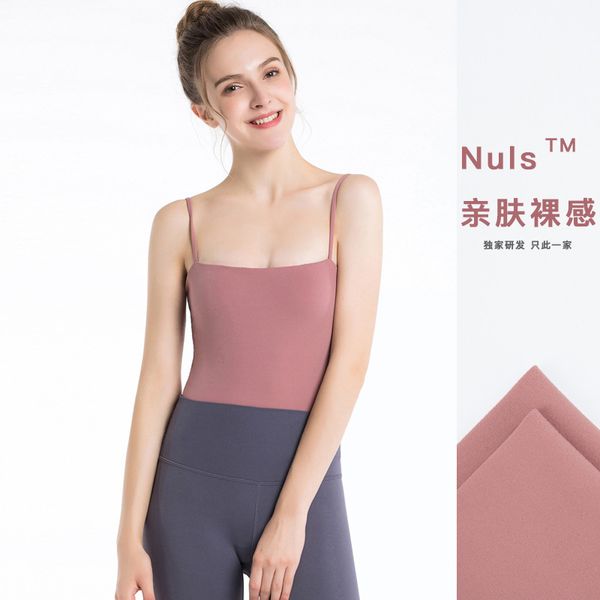 

2019 fine shoulder strap sling type sports underwear female double-sided jin naked feeling fitness yoga vest, Black;red