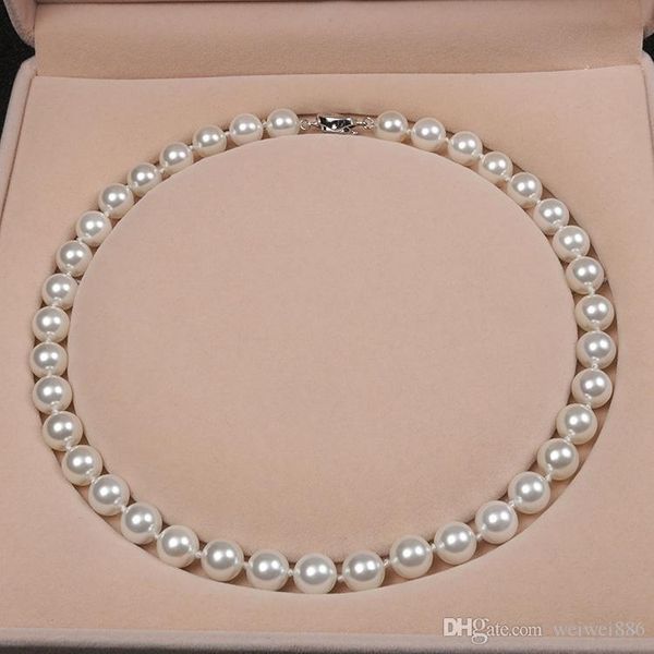 

selling 10mm natural shell pearl necklace 18, Silver