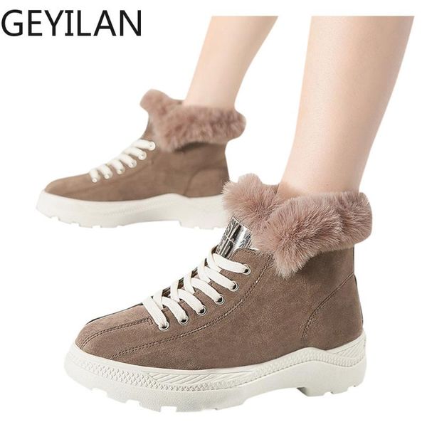 

ankle boots women thick bottom platform shoes women plush mixed color winter warm short boots woman footwear #35, Black
