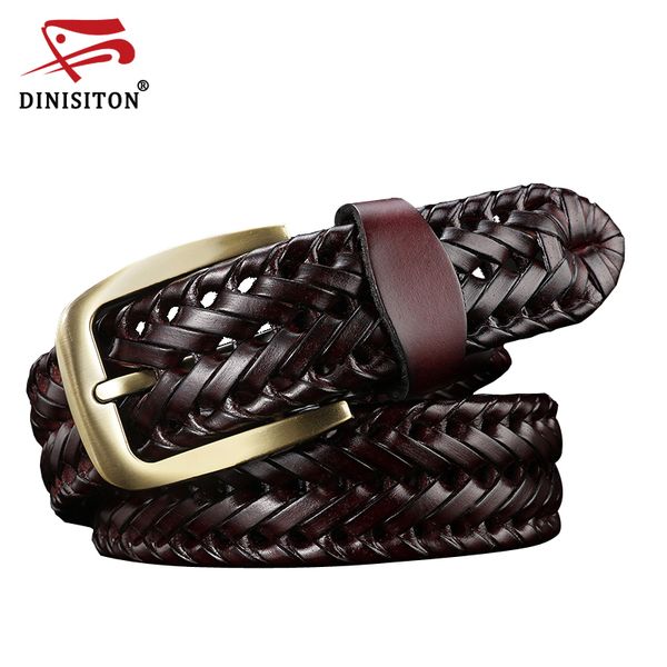 

dinisiton woven belt genuine leather women's straps man belts wide girdle male cow skin vintage fashion brand ceinture femme, Black;brown