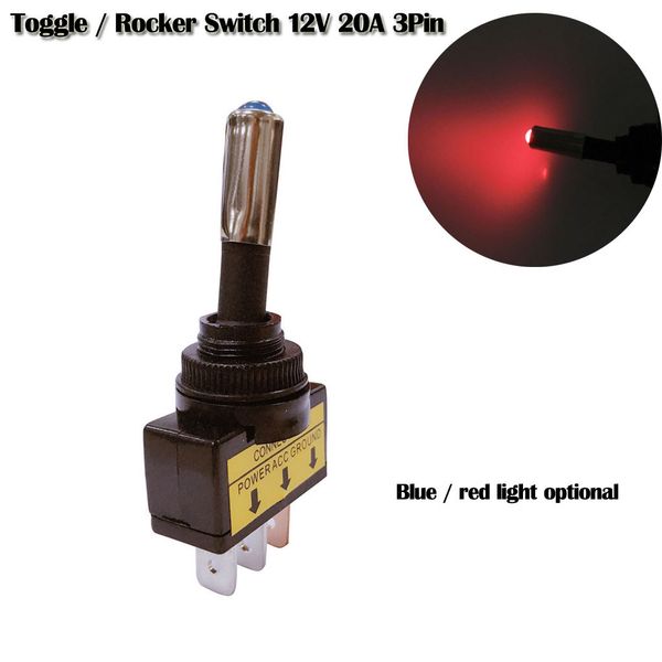 

wupp rocker switch blue/red led lighted toggle/ rocker switch 12v 20a 3pin on/off car truck blue light/red light#705y20