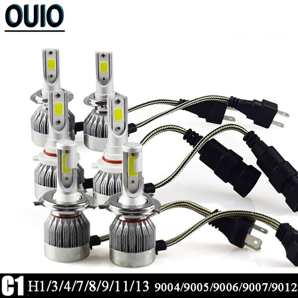 

c1 car lights h4 h7 led bulb 9004 9005 9006 9007 9012 car led headlight bulbs 2pcs 60w 6000k white h1 h13 h11 foglight auto lamp