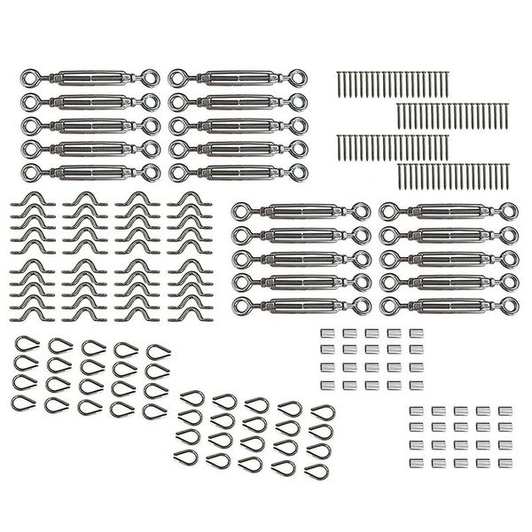 

professional hand tool sets 20 pack heavy duty stainless steel cable railing kits for wood posts, diy balustrade kit with swage fork turnbuc
