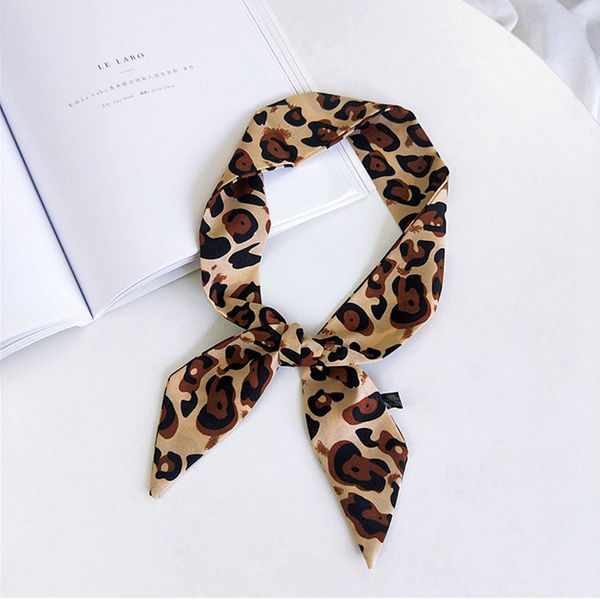 

5 * 90 см зимний стиль шикарный леопардовый шелк чувствую атласный шарф женщины цветочные шаль шеи галстук шейный платок ручка сумка ленты c, Blue;gray