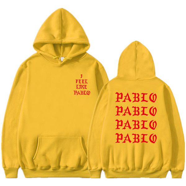 

streetwear men sleeve hoodies i feel like pablo letter printed casual hoodies mens fleece fashion hip hop hoody mens sweatshirt, Black