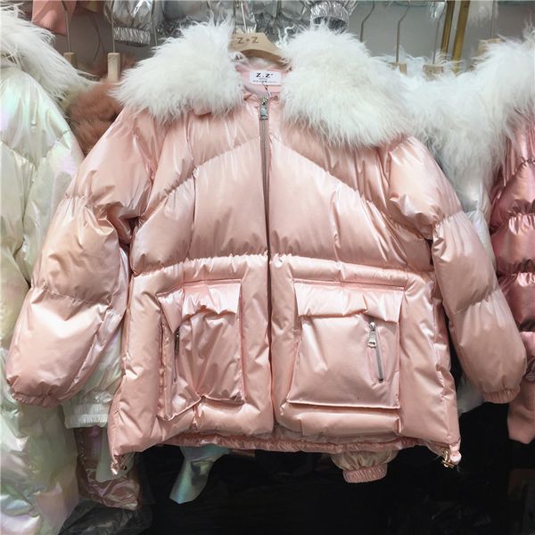 

lamb fur coat women winter coat parka 2019 new fashion loose students winter jacket short cotton padded women's quilted coats, Black