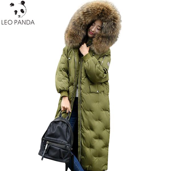 

2019 winter women super big real raccoon fur collar thicke maxi long jacket female outerwear warm hooded new coat parka ladies, Black