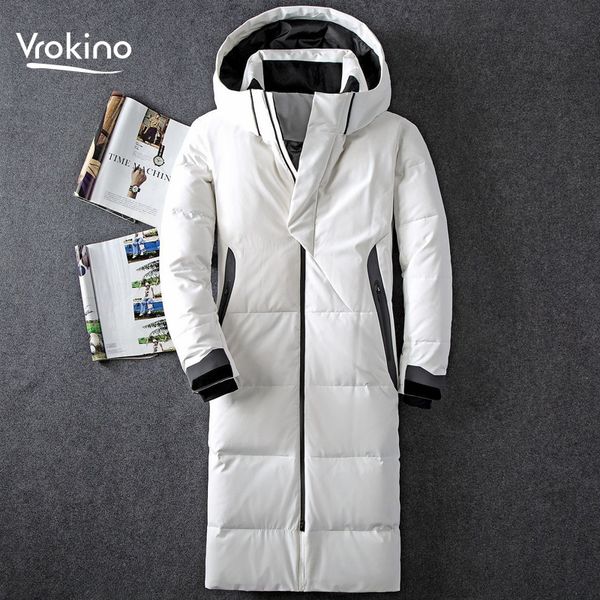 

2019 fashion new winter down jacket men's 90% white duck down thick section warm hooded jacket men's black white gray navy
