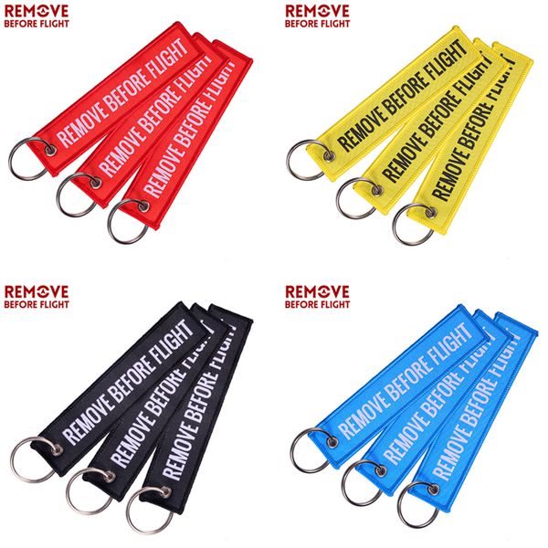

remove before flight flag keychain tag air pendant embroidered key chain canvas keyring luggage handbag label men women e22101, Red;brown