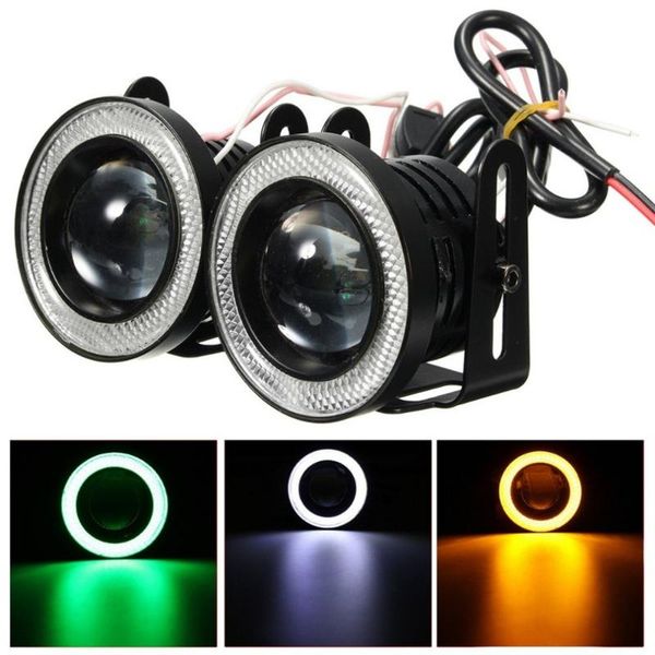 

universal 1 piece 2.5 inch 67mm 30w led cob fog lamp car auto fog angel eyes light with lens dc12 24v aluminum housing