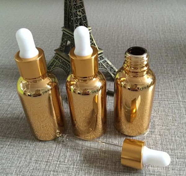 

Whole ale 30ml high temperature gold plated dropper bottle dropper container e entical oil bottle whole ale
