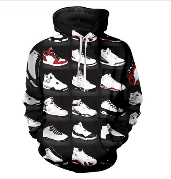 Nova Moda Harajuku Estilo Casual Impressão 3D Hoodies Classic Shoes Homens / Mulheres Outono e Inverno Moletom Com capuz casacos BWQ0201