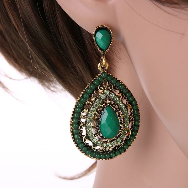 

gifts luxury female fashion wedding party charm jewelry 2019 fashion vintage bohemian beads heart pendant drop earrings women, Silver