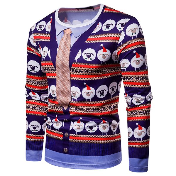 

мужская рождество 3d печатных t-рубашки пуловер приталенный fit o-образным вырезом футболка повседневный длинным рукавом моды топы тройники, White;black