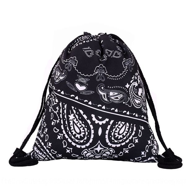 

l4tc5 3d digital printing bundle pocket amoeba black bandana environmental protection shopping shopping bag handkerchief handkerchief storag