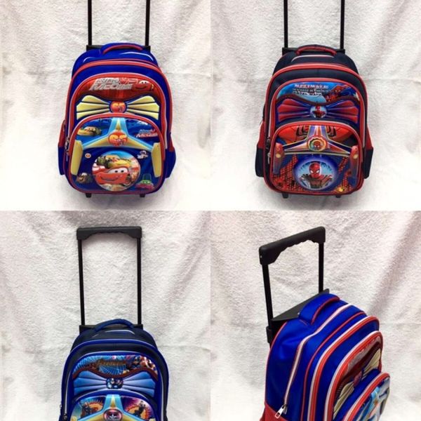 

new primary school trolley bags car america captain children anime backpack schoolbag child with wheels 16" for boys