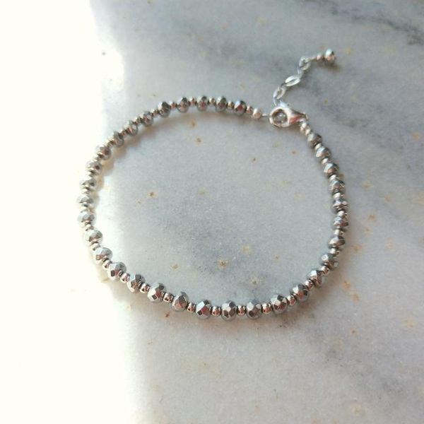 

liiji unique silver color hematite bracelet 925 sterling silver american gf gold color adjustable bracelet, Golden;silver