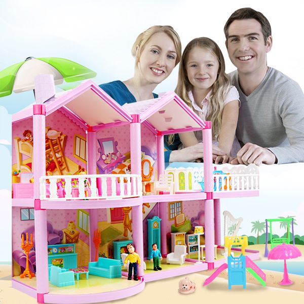

diy family dollhouse toys baby handmade puppet house assemble miniature doll house castle miniatures casa toys for children gift y200413