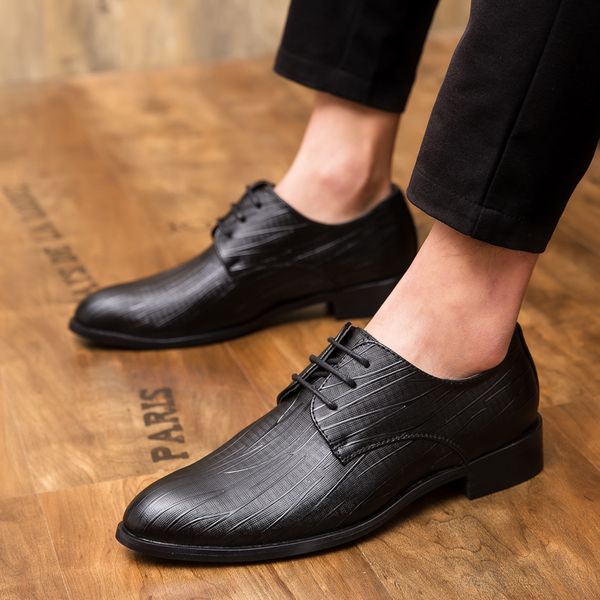 

eudilove classical mens dress shoes male business oxfords black brown wine pointed toe formal leather shoes men *23199