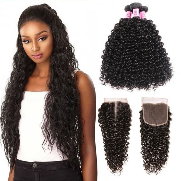 2019 Hair Bundles With Top Closure Buy 3 Hair Wefts Get Free Curly