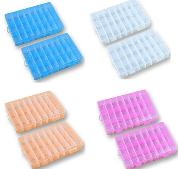 

2 pack 24 grids plastic storage box jewelry earring tool containers organizer