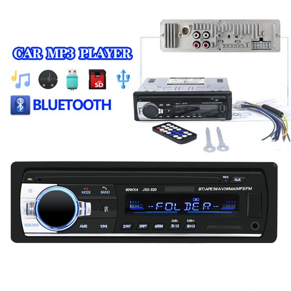 

1 din bluetooth autoradio 12v car stereo radio fm auxiliary input receiver sd usb jsd-520 car mp3 multimedia player