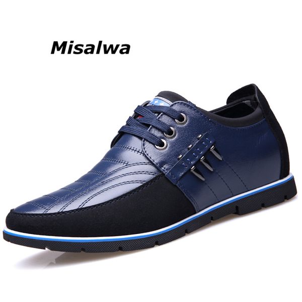 

misawla new spring elevator shoes for men genuine leather brand black lace-up young shoes hight quality increase driving hombre