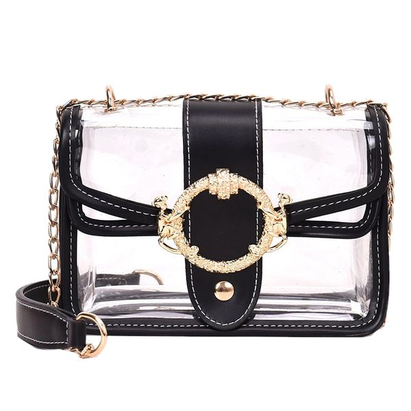 

ladies shoulder bag summer chain transparent jelly bag tide messenger jelly handbag transparent pvc clutch