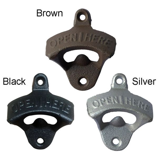 

3 colors wall-mounted bottle opener beer opener cast iron retro openers soda glass cap bottle opener home kitchen bar tools bh1971 cy