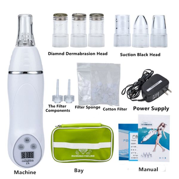 

portable microdermabrasion diamond peeling device blackhead removal skin peel diamond dermabrasion facial massage 6 tips
