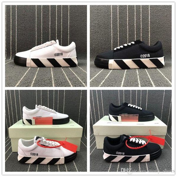 

2018 co virgil 18fw skateboard shoe vulc low mens black white fashion designer women canvas casual shoes size 36-44, White;red