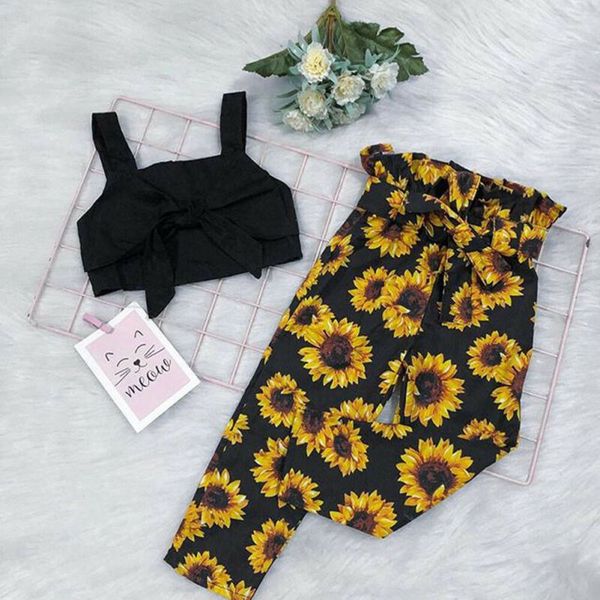 

toddler baby girl clothes crop t-shirt pants leggings outfit sets, White