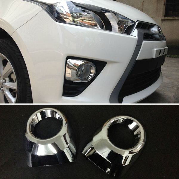 Abs Chrome Front Foglight Lamp Cover Trim For Toyota Yaris 2014