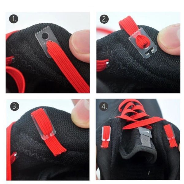 

1pair 100cm stretching locking no tie lazy shoelaces flat sneaker bootlaces elastic rubber shoe lace children safe shoelace, Black