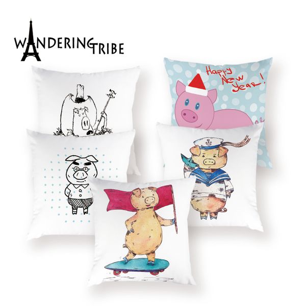 

cute animal cushions cover cartoon pig throw pillows childrens cushions decorative sofa 45 x 45 cm plain living room pillow case