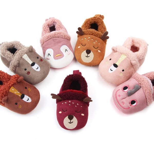 

winter warm baby first walkers infant baby girl boy anti-slip shoes cartoon animals newborn slipper shoes 0-18 months