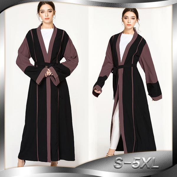 

мусульманки абая кардиган платье кафтан robe дубай женщин полосатой исламской одежды s-5xl, Red