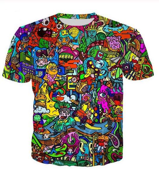 

new fashion mens / womans cartoon 90's shirt summer style funny 3d print casual t-shirt plus size t0167, White;black