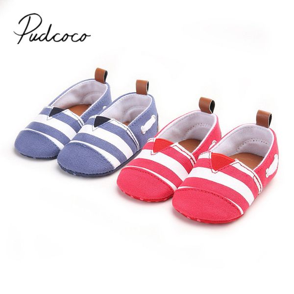 

2018 brand new baby newborn toddler infant girl boys crib shoes loafers pram soft sole striped prewalker anti-slip first walkers