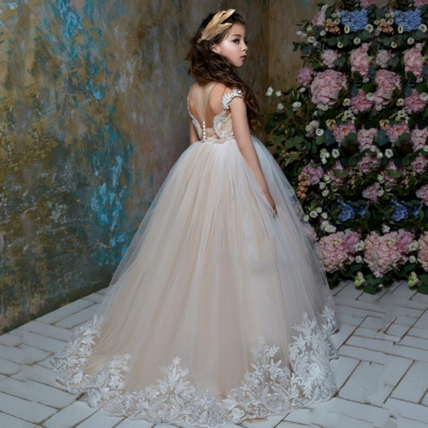 

girls flower dress kids first communion dresses for weddings prom clothing kids children baby elegant ball gown fluffy costume, Red;yellow