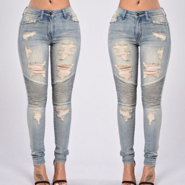 

дамы сексуальный рваные стрейч узкие джинсы женские с высокой талией уменьшают подходящие джинсовые брюки джинсовые тонкий прямой отверстие, Black;white