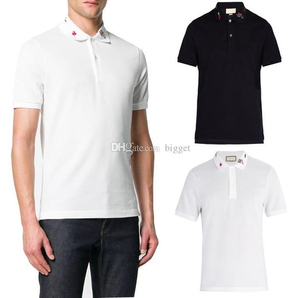 

человек вышивка воротник рубашки поло top turn шеи shortsleeve чистого хлопка вскользь рубашки поло тощий fit, White;black