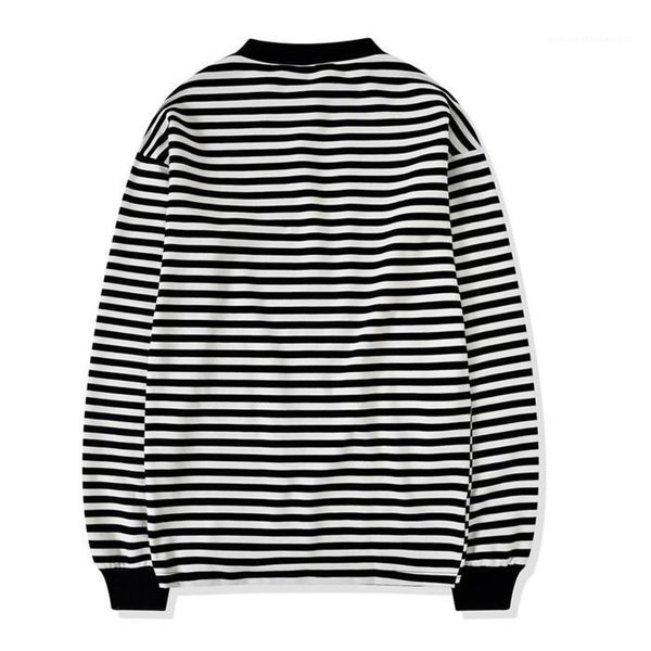 

striped loose fit long sleeve homme tees mens summer designer casual tshirt turtleneck, White;black