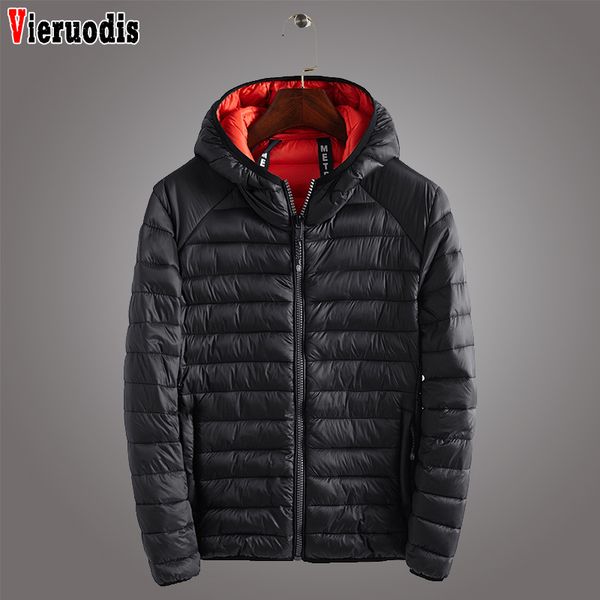 

men casual plus size 3xl jackets hooded parka ultralight mens cotton down jackets men autumn winter warm portable package coat, Black