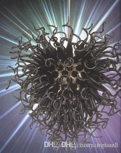 

100% mouth blown borosilicate modern glass hall lighting flush mount crystal black chandelier murano glass led pendant lamps