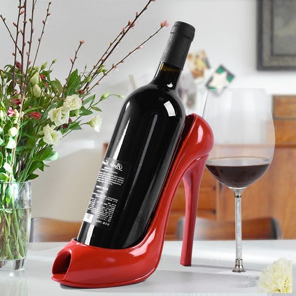 

4 colors high heel shoe wine bottle holder wine rack practical sculpture racks home decoration accessories quality