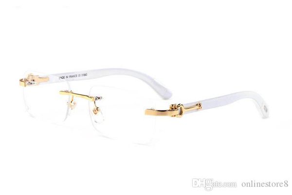 

france design men frameless glasses brown beige black wooden buffalo horn glasses brand optical glasses eyewear luxury sunglasses, White;black